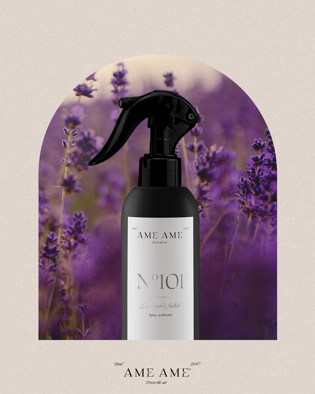 Spray Nº 101 Lavender Fields. Ame Ame. Fondo flor de lavanda