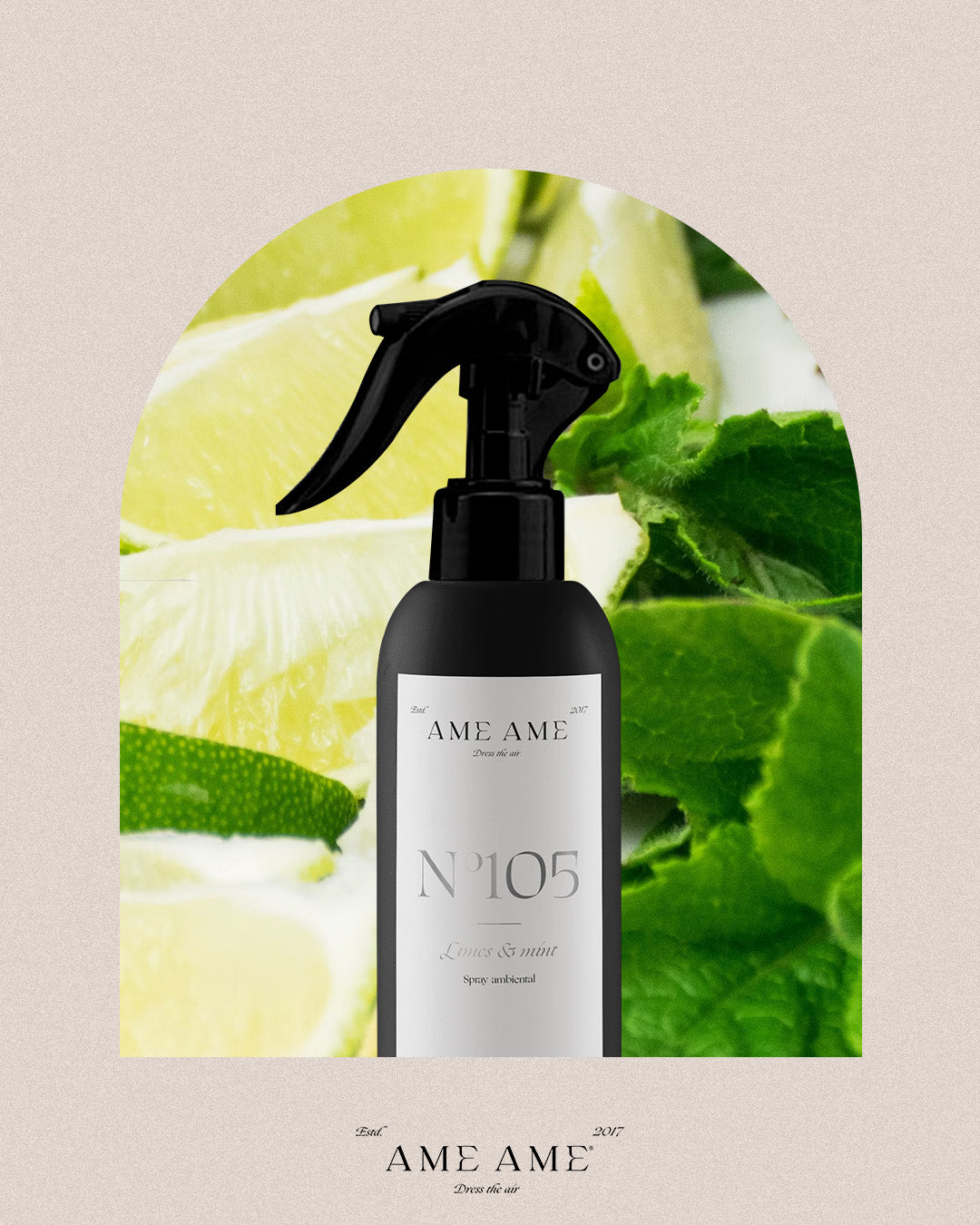 Spray Nº 105 Limes &amp; Mint. Ame Ame. Fondo de lima