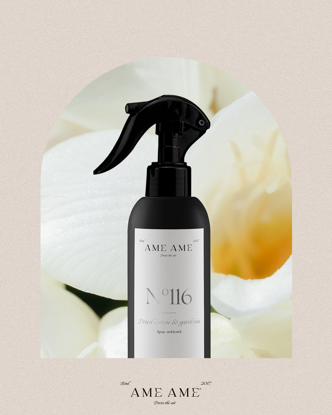 Spray Nº 116 Linen Dried Cotton. Ame Ame. Fondo flor de fresia