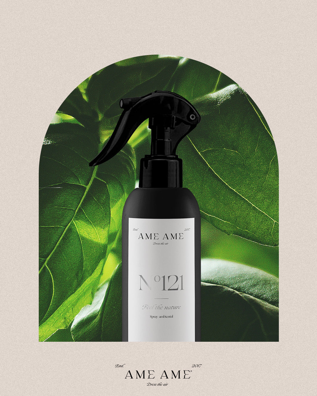 Spray Nº 121 Feel the Nature. Ame Ame. Fondo de hierbas verdes