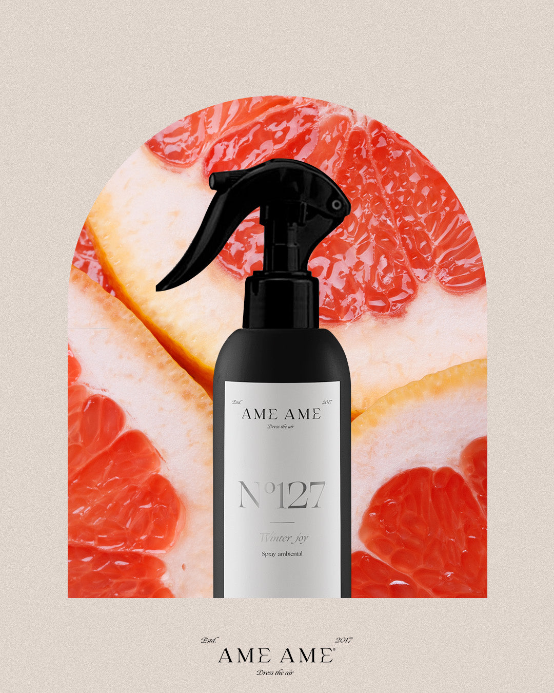 Spray Nº 127 Winter Joy. Ame Ame. Fondo de pomelo rosa