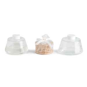 Difusor Hourglass Ame Ame dividido en las tres piezas que los conforman.