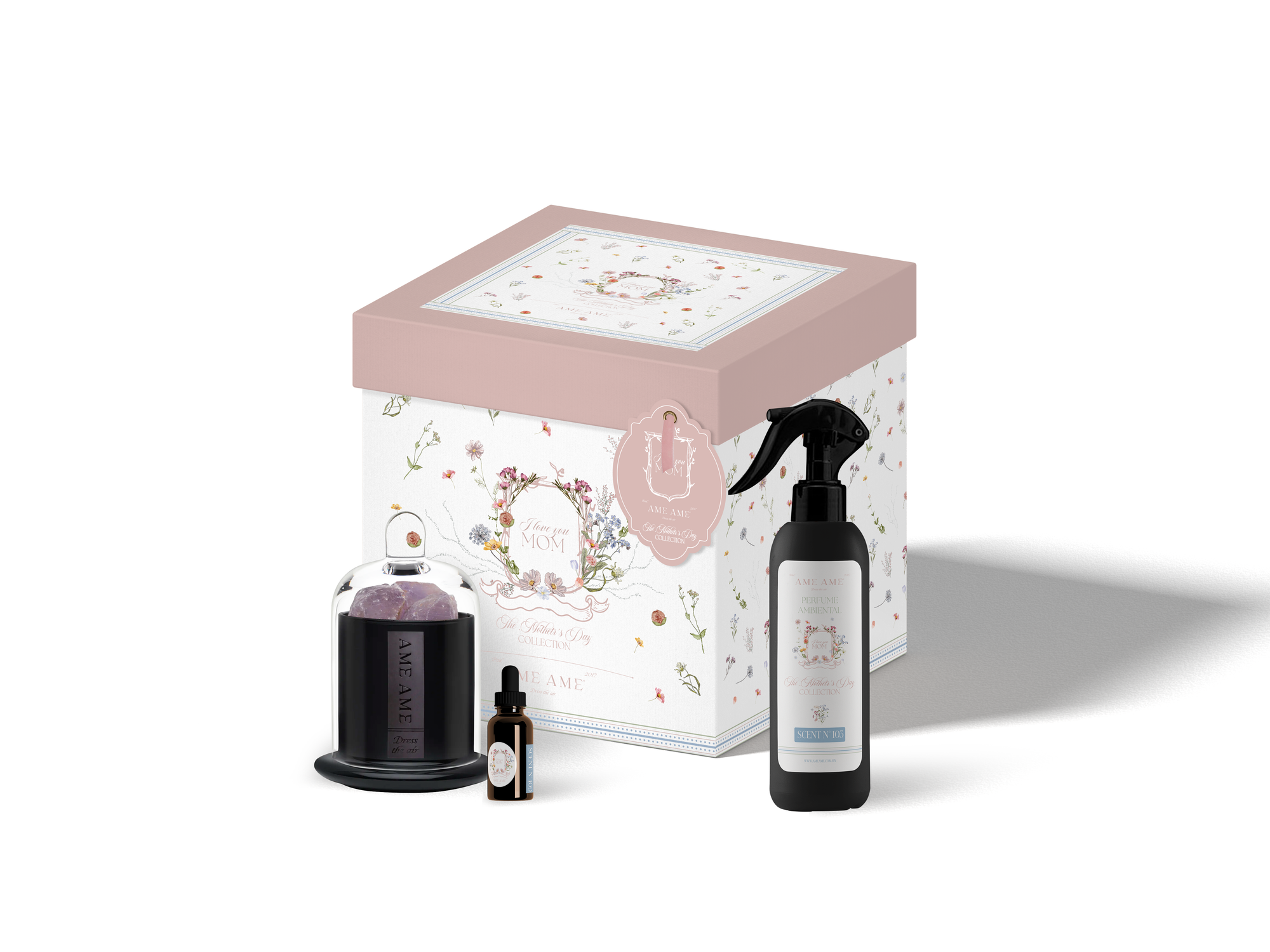 Kit Capelo Chico Cuarzo Amatista Gotero y Spray The Mother's Day Collection Negro
