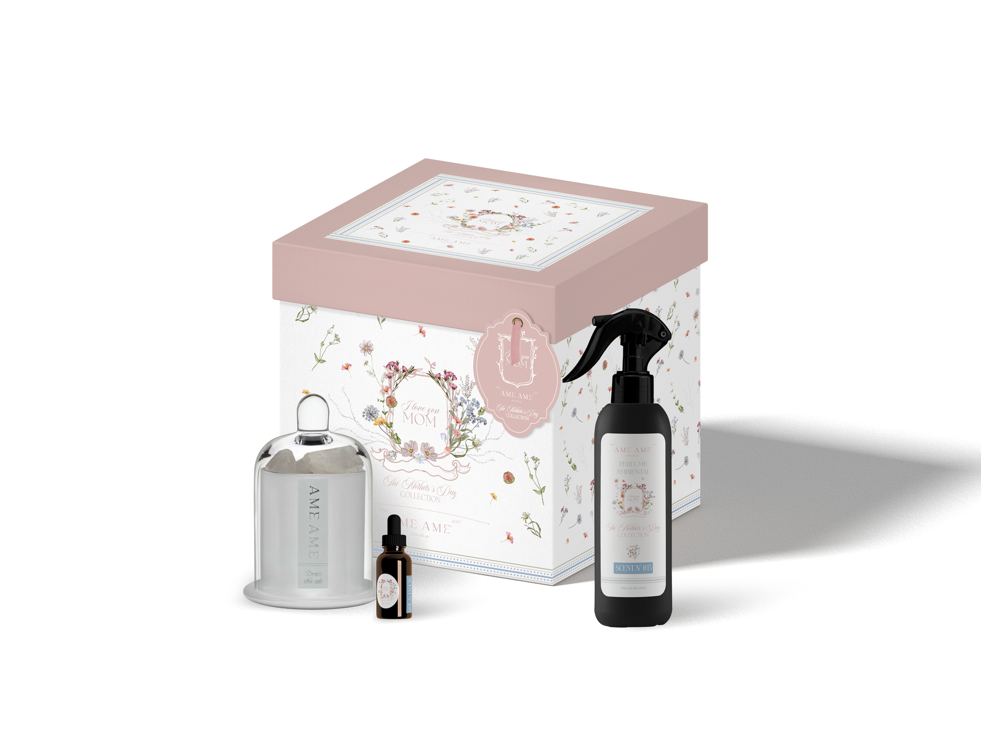 Kit Capelo Chico Cuarzo Blanco Gotero y Spray The Mother's Day Collection Plata