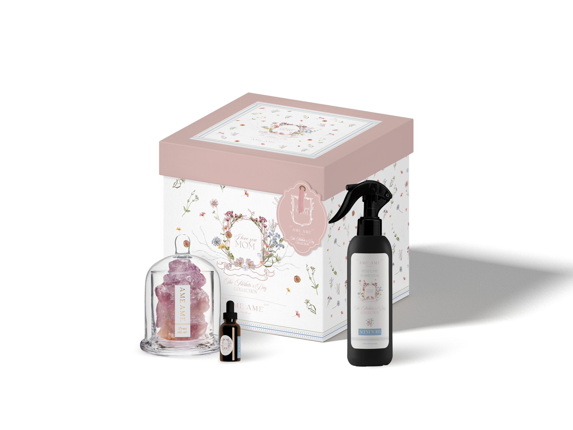 Kit Capelo Chico Cuarzo Amatista Gotero y Spray The Mother&#39;s Day Collection Transparente