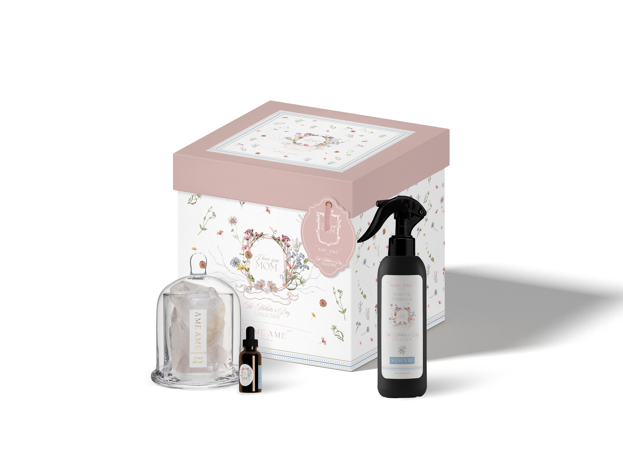 Kit Capelo Chico Cuarzo Blanco Gotero y Spray The Mother&#39;s Day Collection Transparente