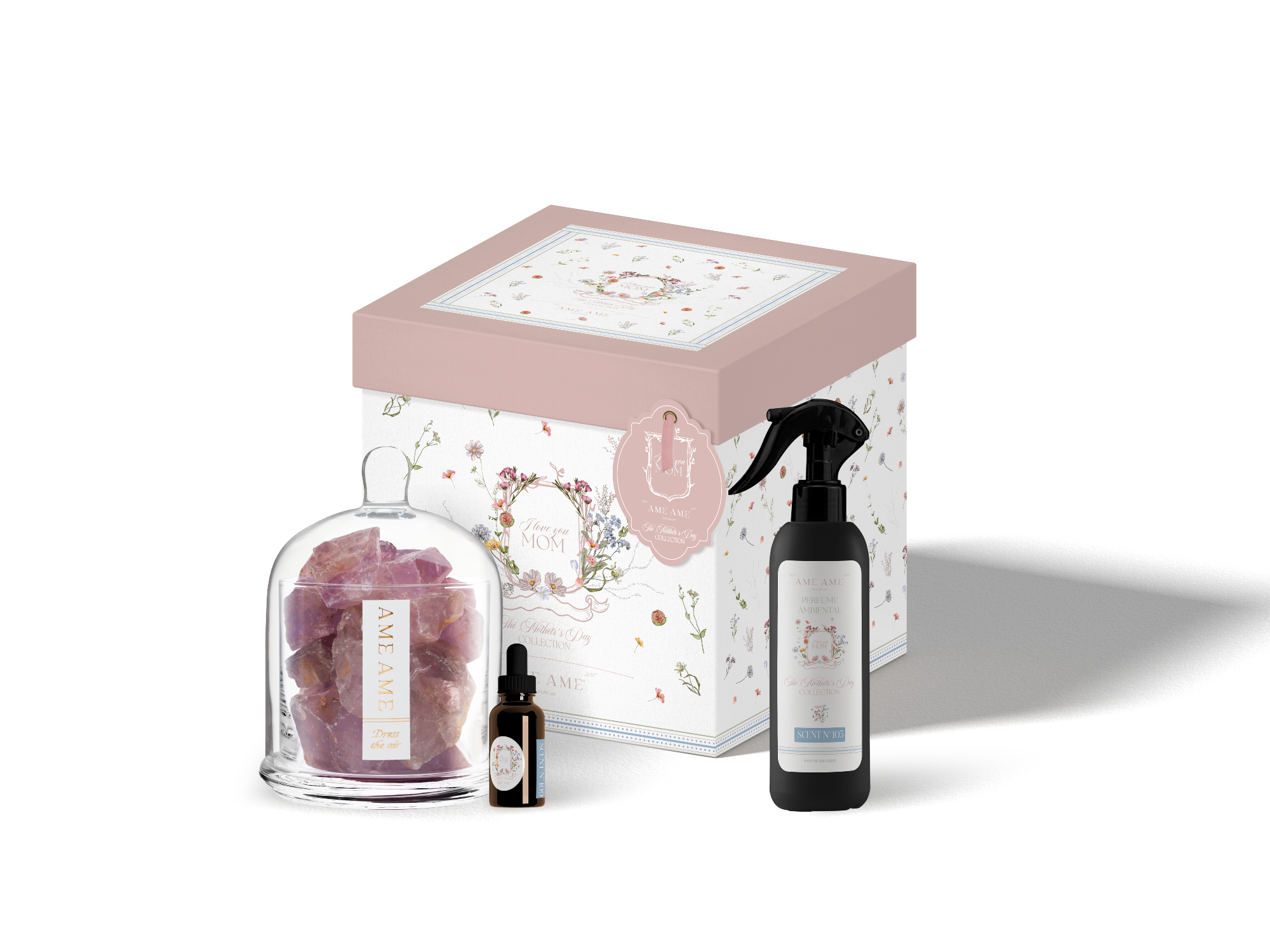 Kit Capelo Grande Cuarzo Amatista Gotero y Spray The Mother's Day Collection Transparente