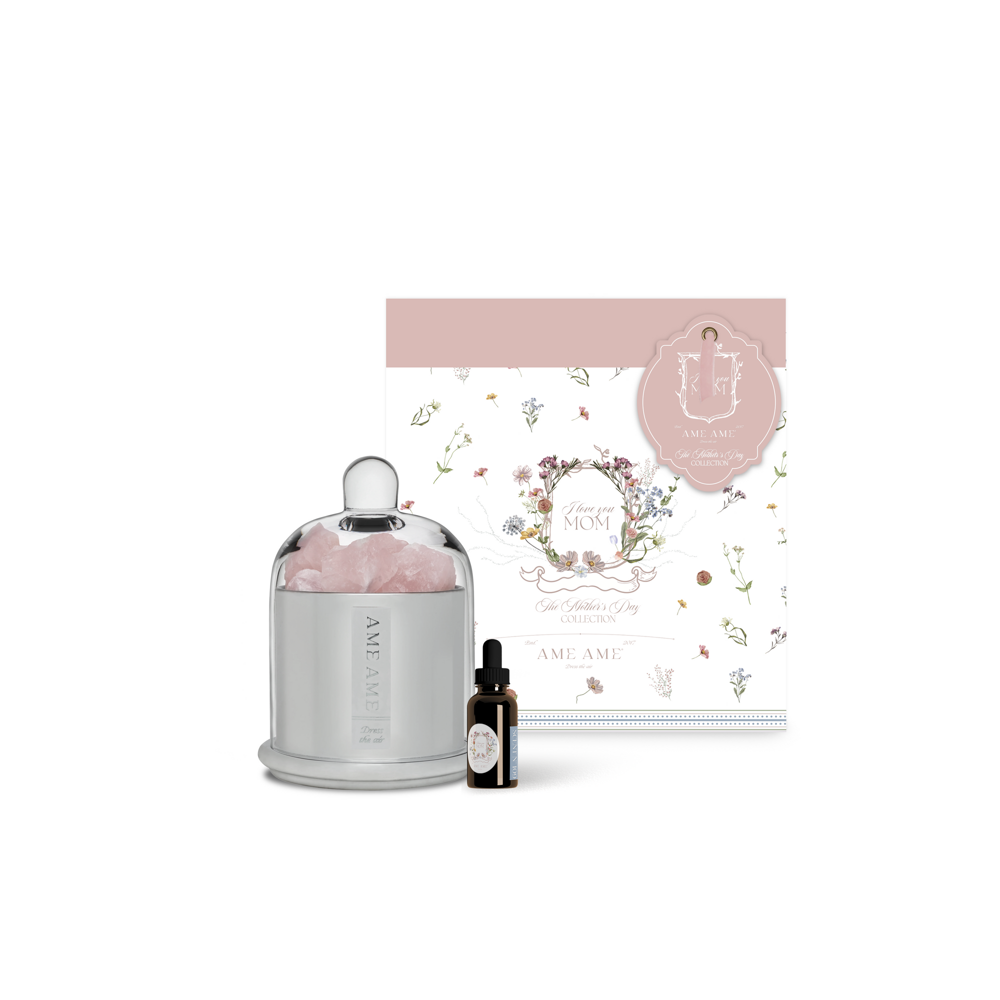 Ame Ame Capelo Grande Cuarzo Rosa y Esencia Mother's Day Collection Plata